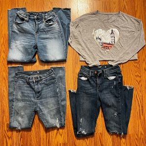 Bundle of (3) Old Navy Jeans and (1) Justice long sleeve for girl size 12